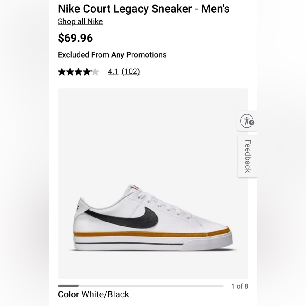 Nike Court Legacy Sneaker Mens Size 10